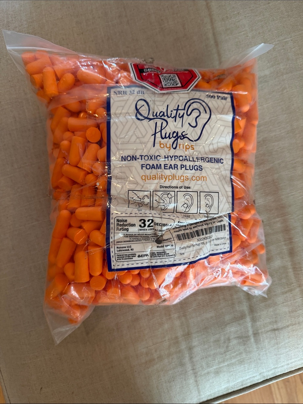 Orange Foam Ear Plugs - 500 Pairs